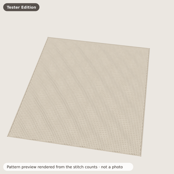 Concept sketch (not a photo) for the Chunky Weekend Blanket Tester Edition crochet pattern