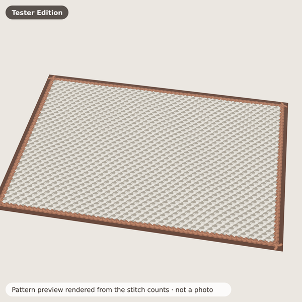 Concept sketch (not a photo) for the Farmhouse Rectangle Placemat Tester Edition crochet pattern