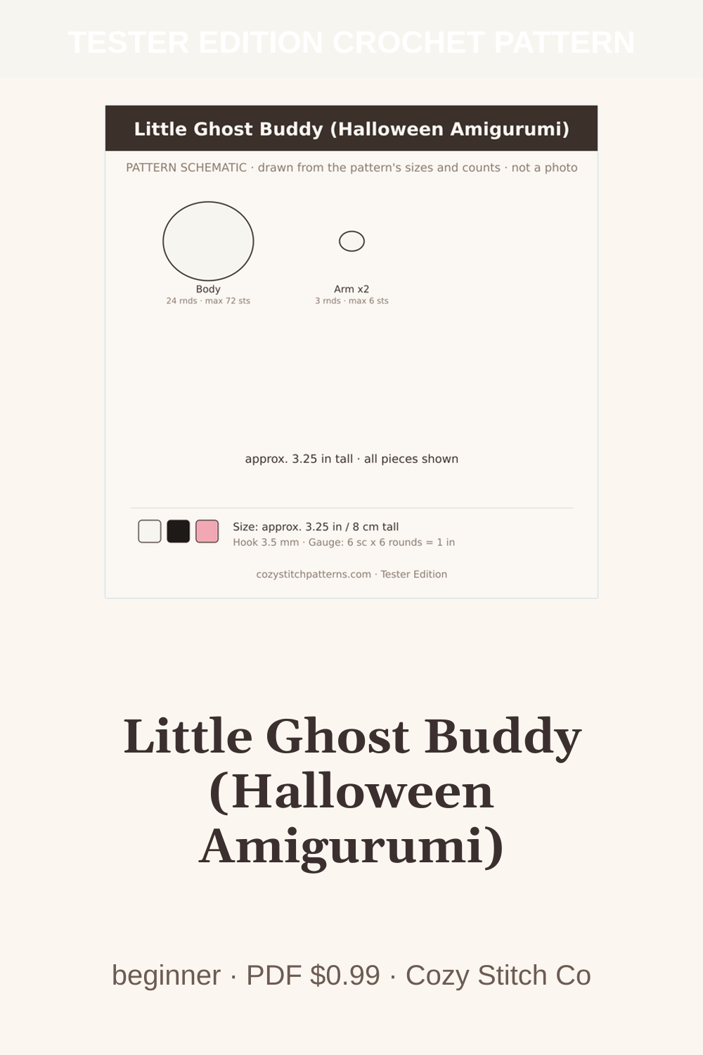 Pinterest pin for the Little Ghost Buddy (Halloween Amigurumi) crochet pattern