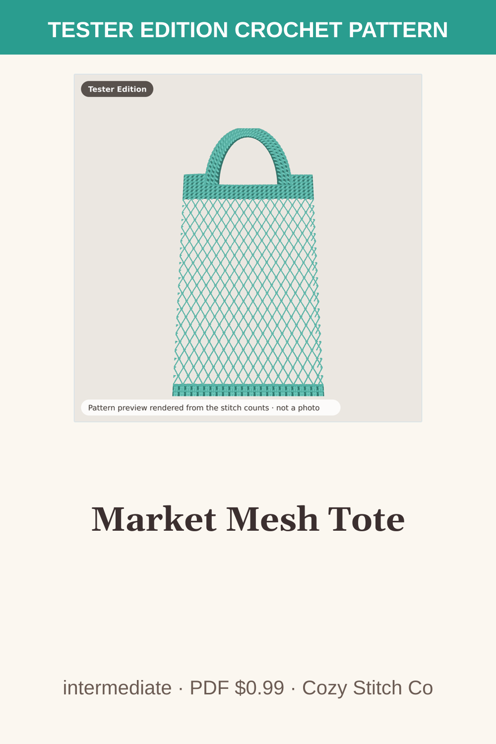 Pinterest pin for the Market Mesh Tote crochet pattern
