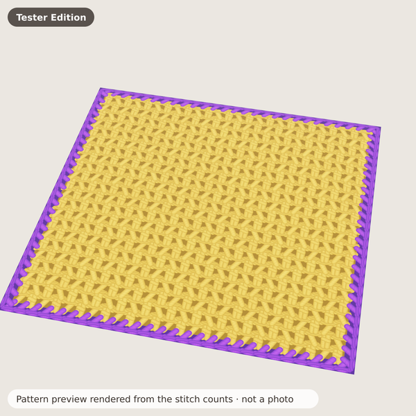 Concept sketch (not a photo) for the Scrubby Ridge Dishcloth Tester Edition crochet pattern