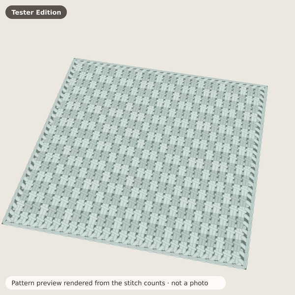 Concept sketch (not a photo) for the Waffle Texture Dishcloth Tester Edition crochet pattern